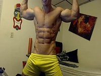 Disappointing Webcam Show: Webcam Showing of His Muscles