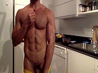 Hot Brazilian Model Muscular Jerking Off on the Kitchen